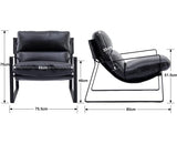Wahson Fauteuil de Salon Confortable en Similicuir, Chaise Relaxant avec Siège Épais, Fauteuil Lounge de Structure Métal, Chaise Loisirs pour Salon et Chambre, Noir