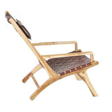 DENZZO - Fauteuil Bois et Cuir Naturel Weave