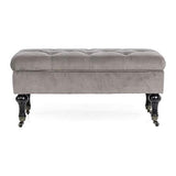 Pureday Siège Polly 2 Places Noble 4 Rouleaux Pliant Coton de Bois 83 x 43 x 40 cm Gris