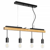 tomons Plafonniers en Bois, Suspension Rétro en Métal à 4 Lumières avec Câble Réglable, Sans Ampoule, pour l'Île de la Cuisine, Salon, Studio, Café, Bar
