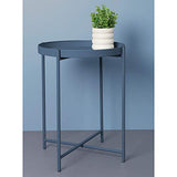 Day – USEFUL EVERYDAY Table d'appoint, table de salon, support pour fleurs, table en métal revêtu par pulvérisation, design scandinave, bleu nuit, Ø38 H50 cm, utilisation polyvalente