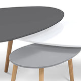 IDMarket - Lot de 3 Tables Basses gigognes Gigi laquées Gris foncé/Blanc/Gris Clair