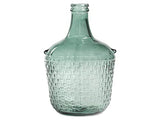 Vase Dame-Jeanne à reliefs en Verre recyclé 12L - H.42 cm - Jerzy - Vert d'eau