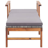 vidaXL Chaise Longue et Coussin Jardin Bain de Soleil de Patio Transat de Terrasse Extérieur Piscine Résine Tressée Gris Bois d'Acacia