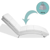 Casaria Méridienne « London » Chaise de Relaxation Chaise Longue d’intérieur Ergonomique Fauteuil rembourré Pieds chromés Blanc