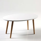 Table basse, table basse ronde de style moderne pour salon, table d'appoint ovale moderne, tables basses pour salon, table d'appoint, table centrale pour salon, table de canapé (blanc)