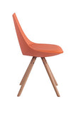 CLP Chaise de Salle à Manger ALBI Revêtement Similicuir I Chaise Retro Rembourrée Dossier Ergonomique I Pieds en Bois Forme Ronde I Chaise Scand, Couleurs:Orange, Couleur du Cadre:Natura (chêne)