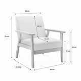 Alice's Home - Fauteuil scandinave en Bois et Tissu crème. Isak. L 64 x P 69.5 x H 73cm