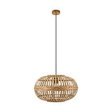Eglo Suspensions Amsfield, Lampe Suspendue à Flamme Vintage, Nature, Boho, Bien-Être, Lampe Pendante en Acier, Bois en Couleurs Naturelles, Lampe de Table à Manger
