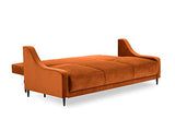 MICADONI - Canapé Convertible Rutile - Pieds Métal Chromé Noir - 3 Places - Velours - Orange