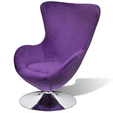 OUSEE Fauteuil pivotant en Forme d’œuf avec Coussin Violet Velours
