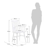 Kave Home - Chaise de Salle à Manger Tressia en Bois Massif de Caoutchouc Naturel et Finition Blanche