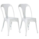 IDMarket - Lot de 2 chaises Leny métal Blanc Brillant empilable pour Salle à Manger