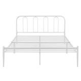 Cadre de Lit en Métal Solide Sommier à Lattes Robuste Lit Double Acier Laqué 160 x 200 cm Blanc Mat