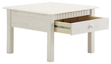 Domus Scandinavia Linda quadratisch mit 1 Schubkasten Table Basse, Bois, Blanc, 60 x 60 cm