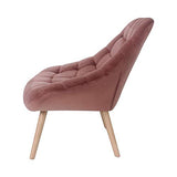 Zons MINAY Fauteuil 1 Place en Velours Rose Style scandinave avec Pieds en Bois