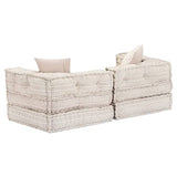 Leepesx Pouf Modulaire à 2 Places Canapé Convertible de Salle de Séjour Sofa de Salon Canapé-lit de Salle de Séjour Maison Intérieur Beige Tissu