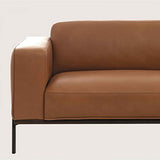 Oviala Canapé en Cuir 4 Places Camel