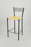 Tommychairs - Set 2 tabourets Modernes et Design Elegance pour la Cuisine et Bar, avec Structure en Acier peindré Noir et Assise en simil Paille Coleur Ivoire Natural