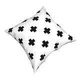 Housse de coussin carrée avec fermeture éclair invisible Motif croix suisse Noir/blanc 45,7 x 45,7 cm