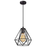 iDEGE Suspension Luminaire Retro E27 Lustre Plafonniers en Forme de Cage Lampe Suspension Vintage pour Salle à Manger, Salon, Chambre et Restaurant - Diamètre 20cm (Noir)
