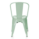 hjh OFFICE 645037 Chaise de bistrot VANTAGGIO Chaise de bistrot blanc mat en métal brossé au design industriel, empilable