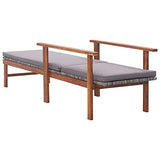 vidaXL Chaise Longue et Coussin Jardin Bain de Soleil de Patio Transat de Terrasse Extérieur Piscine Résine Tressée Gris Bois d'Acacia