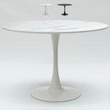 Produce Shop Table ronde 120 cm effet marbre restaurant salle à manger Tulip Murmar 120 - Blanc