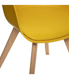 ATMOSPHERA CREATEUR D'INTERIEUR ATM-184911D Atmosphera-Chaise Fauteuil de Table Assise Jaune Ocre et Pieds en Bois H 75 cm, Polypropylène, cm