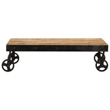 BaraSh Table Basse avec roulettes Bois de manguier Massif 100x60x26 cm,Table Basse,Table Basse Salon,Tables Basses De Salon,