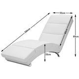 Casaria Méridienne « London » Chaise de Relaxation Chaise Longue d’intérieur Ergonomique Fauteuil rembourré Pieds chromés Blanc