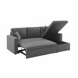 Alice's Home - Canapé d'angle Convertible en Tissu Gris chiné foncé - IDA - 3 Places. Fauteuil d'angle réversible Coffre Rangement lit modulable. 2 Coussins Inclus.