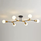 Sputnik Lustre, Lustre Nordique Noir et Doré Mid Century, suspension à base E27, plafonnier semi-encastré pour salon, chambre à coucher, couloir et cuisine. (6 Luminaire)