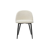 Miliboo Chaises en Tissu Effet Laine bouclée Blanc cassé et métal Noir (Lot de 2) Celeste