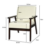 COSTWAY Fauteuil Salon Chaise Rétro, Chaise d'Appoint en Bois Rembourrée en Tissu, avec Pieds en Bois d’Hévéa, pour Salon, Bureau, Balcon, Beige/Gris/Foncé/Bleu (Beige)
