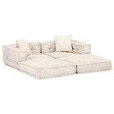 Leepesx Pouf Modulaire à 2 Places Canapé Convertible de Salle de Séjour Sofa de Salon Canapé-lit de Salle de Séjour Maison Intérieur Beige Tissu