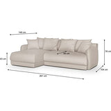 HOMIFAB Canapé d'angle Gauche 5 Places Convertible avec Coffre de Rangement en Velours crème - Giulia