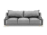Milo Interiors Velvet Sofa with Bed Function and Box, Zora, 3 Seats, Grey, 215x94x90