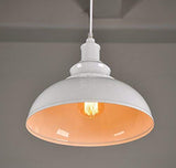 Vintage Suspension Luminaire Industrielle E27 Ø29cm,Rétro Métal Lustre Abat-jour Lampe Plafonnier Eclairage Installation (Blanc)