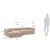 Kave Home - Canapé Blok 4 Places méridienne Gauche Beige 330 cm