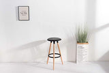 KOSMI - Tabouret Noir Style scandinave Oslo avec Coque en résine Noire et Pieds en Bois Naturel