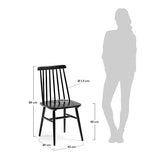 Kave Home - Chaise de Salle à Manger Tressia Noir en Bois Massif de Caoutchouc