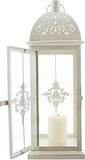 khevga Lanterne baroque en métal blanc dans un style shabby 39 cm