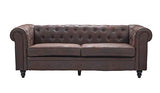 Canapé 3 Places,Chesterfield, Marron, 202cm x 82cm x 72cm