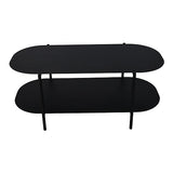 [en.casa] Table Basse de Salon Table d'Appoint pour Salle de Séjour Petite Table en Forme Ovale avec Étagère Acier 112 x 62 x 41 cm Noir Mat