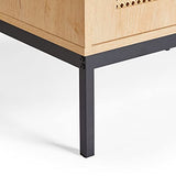 VonHaus Buffet Haut en rotin – 2 Portes, 3 tiroirs avec poignées en métal Noir – Bibliothèque, étagère en Vinyle, Armoire à Boissons, Meuble de Rangement pour Chaussures – Chambre à Coucher, Salon
