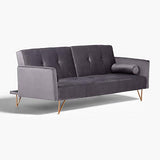 SKLUM Canapé Inclinable 3 Places en Velours Jehrd Graphite