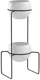 UMBRA Nesta freestand. Porte Plante Nesta. En céramique et métal. Coloris noir et blanc moucheté gris. Dimension 21.8x21.8x70cm