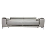 Miliboo canapé Cuir Design 3 Places avec têtières Relax Gris Nevada - Cuir de Buffle
