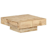 vidaXL Table Basse Table d'Appoint Table de Canapé Meuble de Salon Bout de Canapé Salle de Séjour Maison Intérieur 80x80x28 cm Bois de Manguier Massif
